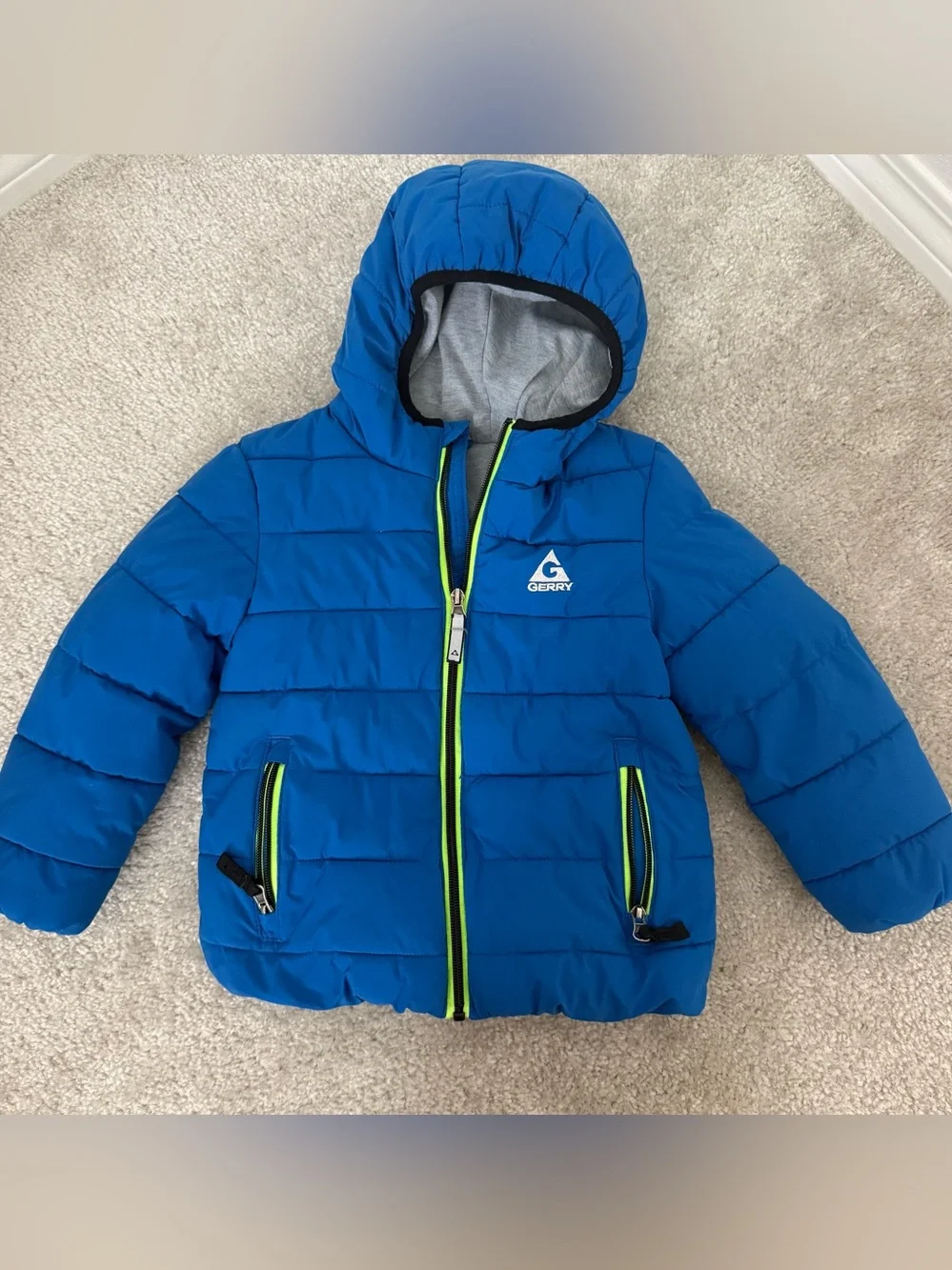 Gerry Weber Kids Royal Blue Hooded Puffer Jacket with Neon Trim